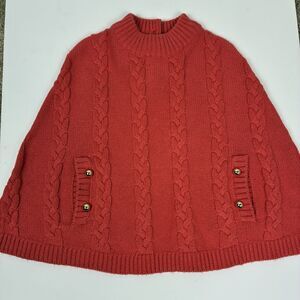 Janie and Jack Poncho Sweater Girls Ribbed Cable Knit Sz 2T Outerwear Holiday